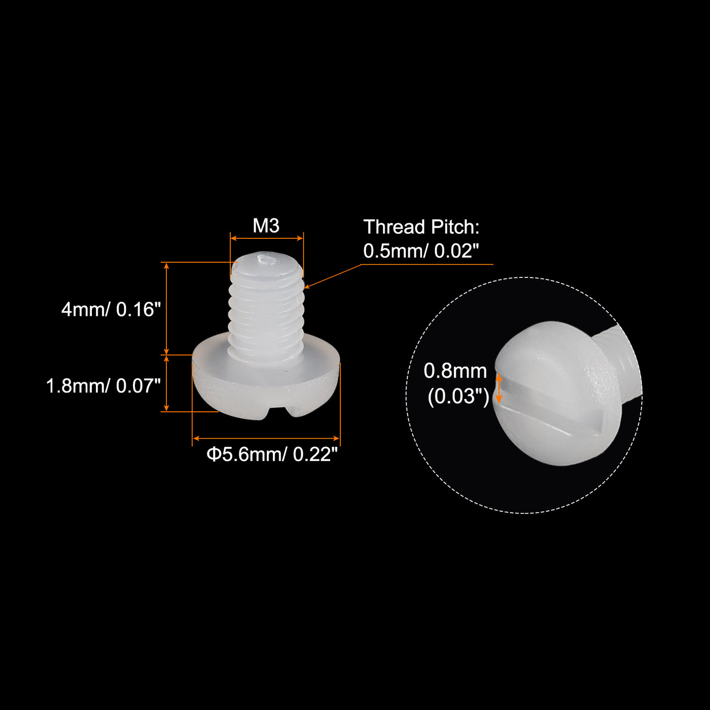 uxcell Uxcell 50 Stück Nylon Maschinen Schraube M3x4mm Geschlitzte Pfannenkopf Befestigung Bolzen für Elektronik Kommunikation Ausrüstung