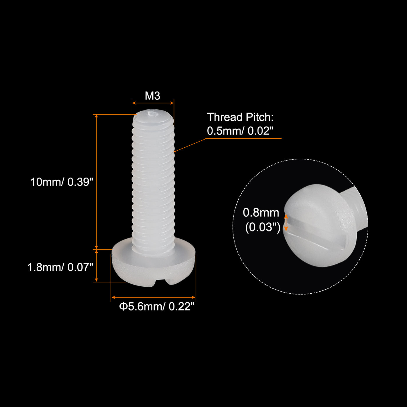 uxcell Uxcell 60 Stück Maschinenschrauben Flachkopf Befestigungsschrauben Nylon Bolzen mit Schlitz für Elektronik Kommunikation