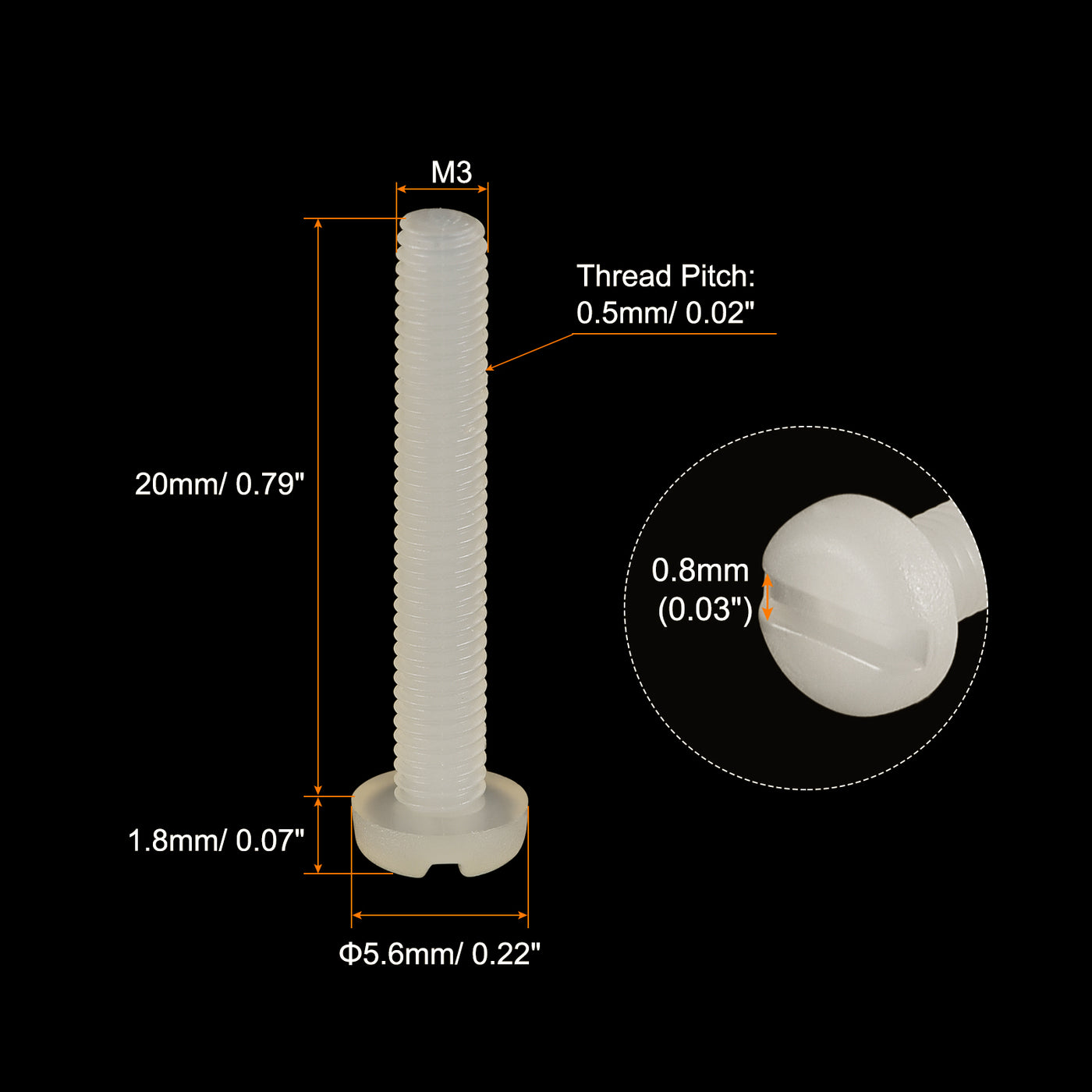 uxcell Uxcell 50 Stück Nylon Maschinenschrauben Flachkopf Befestigungsschrauben mit Schlitz für Elektronik Kommunikation Ausrüstung