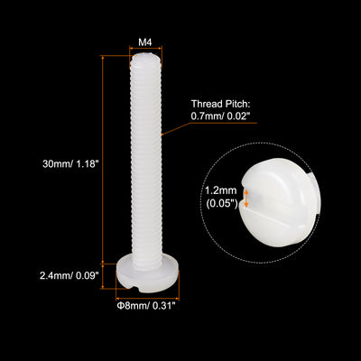 Harfington Uxcell 50 Stück Nylon Maschinen Schraube M4x30mm Geschlitzte Pfannenkopf Befestigung Bolzen für Elektronik Kommunikation Ausrüstung