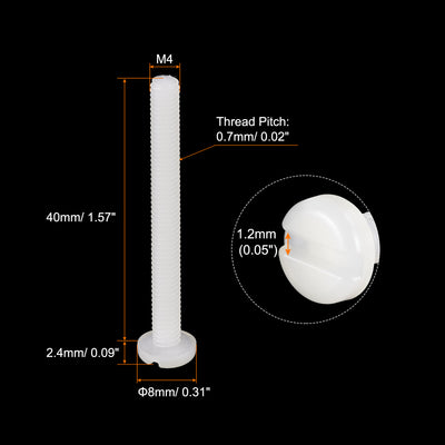 Harfington Uxcell 50 Stück Nylon Maschinen Schraube M4x40mm Geschlitzte Pfannenkopf Befestigung Bolzen für Elektronik Kommunikation Ausrüstung