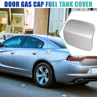 Harfington Silver Tone Fuel Tank Cover Door Gas Filler Cap Cover Replacement Accessories for Dodge Charger 2011-2021