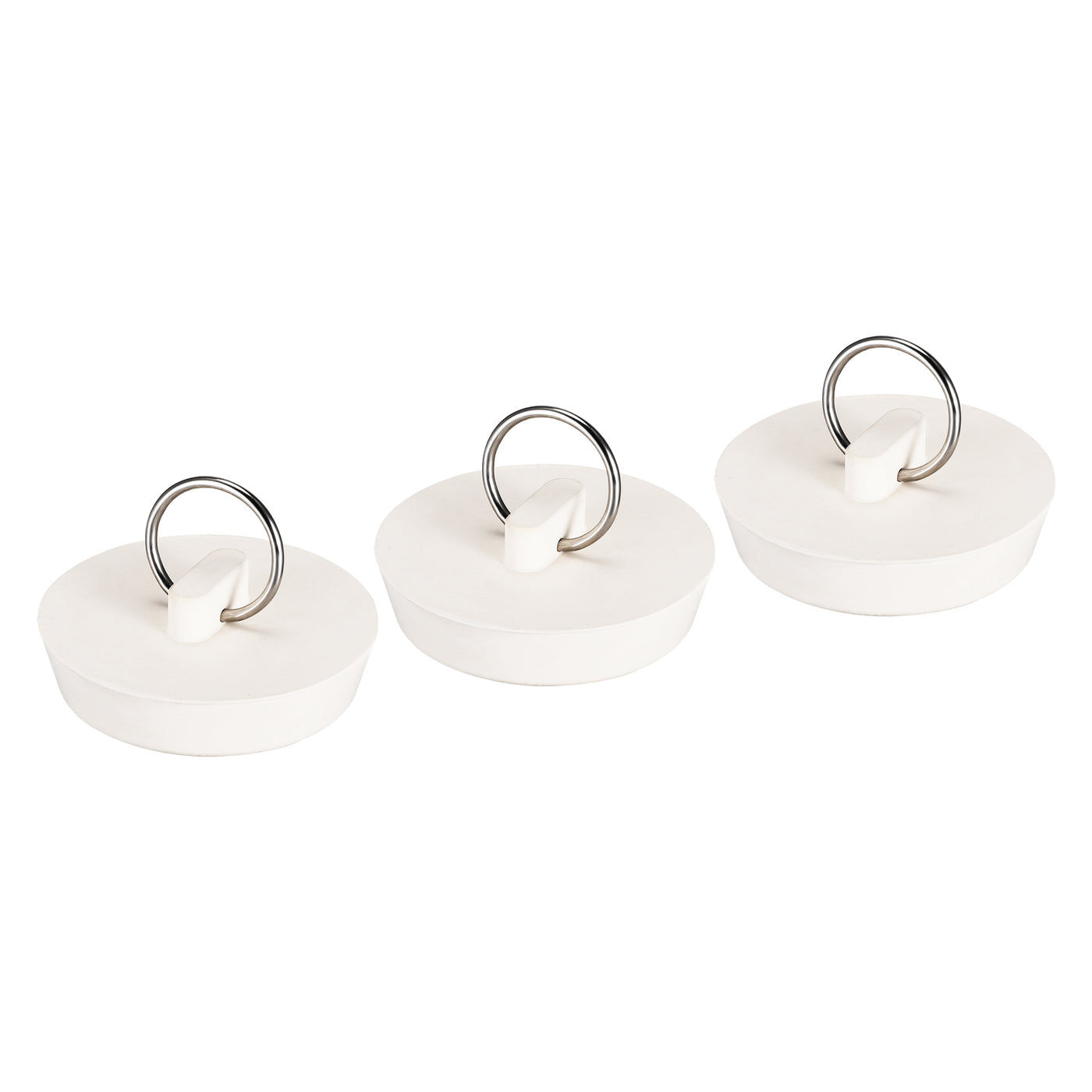 uxcell Uxcell 3Stk. Badewanne Küche Bad Ablass Ablauf Gummistopfen Stopper mit Ring fit 1-3/4" bis 1-7/8" weiß