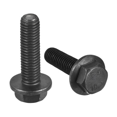 Harfington Uxcell M10x35mm Hex Flange Bolts, 6pcs 10.9 Grade Carbon Steel Hexagon Head Screws