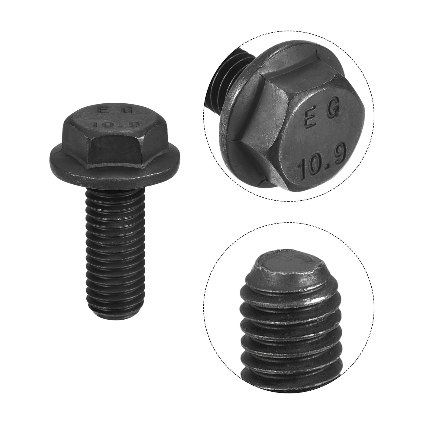 uxcell Uxcell M14x35mm Hex Flange Bolts, 2pcs 10.9 Grade Carbon Steel Hexagon Head Screws