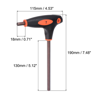 Harfington Uxcell 7 mm Innensechskantschlüssel mit T-Griff, Doppelendschlüssel metrischer S2-Stahl