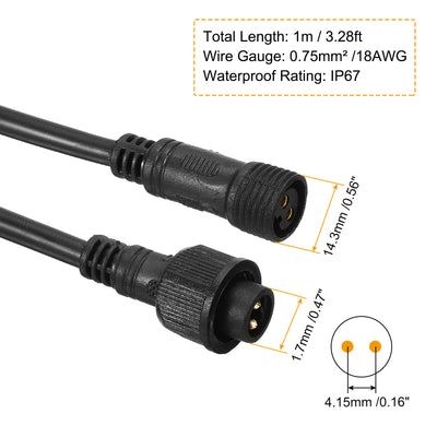 Harfington Extension Cable Wire Waterproof Connector with Male and Female at Both Ends