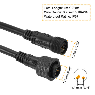 Harfington Extension Cable Wire Waterproof Connector with Male and Female at Both Ends