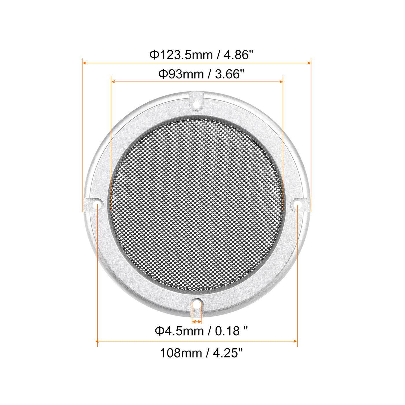 Harfington Lautsprecher Grillabdeckung 4" Schwarz Mesh Subwoofer Grill Hornschutz mit Schrauben für Heim Audio DIY Silber Ton Rahmen 4 Pack