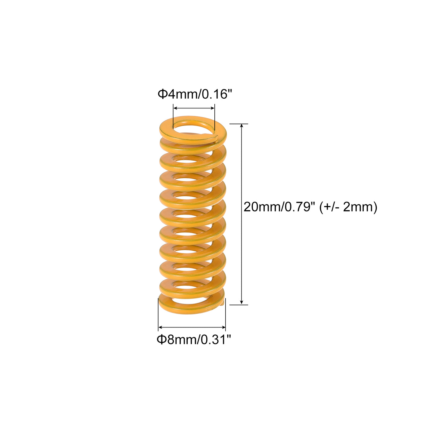 uxcell Uxcell Die Spring, 8mm OD 20mm Long Stamping Light Load Compression Yellow