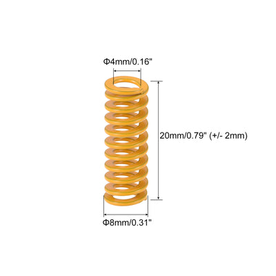 Harfington Uxcell Die Spring, 8mm OD 20mm Long Stamping Light Load Compression Yellow