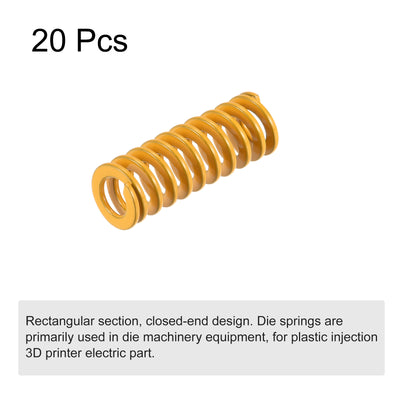 Harfington Uxcell 20 Stück Spiralprägung Stanzfeder 8mm Außendurchmesser 20mm lang leichte Last Druckfedern für 3D Drucker elektrisches Teil, gelb