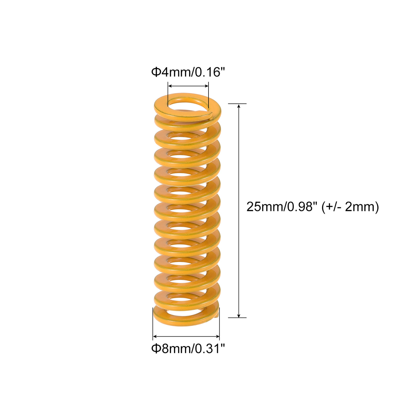 uxcell Uxcell 20 Stück Spiralprägung Stanzfeder 8mm Außendurchmesser 25mm lang leichte Last Druckfedern für 3D Drucker elektrisches Teil, gelb