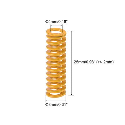 Harfington Uxcell 20 Stück Spiralprägung Stanzfeder 8mm Außendurchmesser 25mm lang leichte Last Druckfedern für 3D Drucker elektrisches Teil, gelb