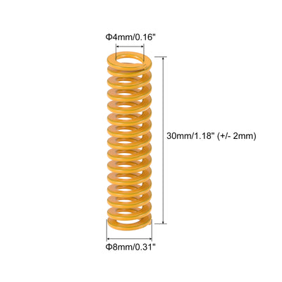 Harfington Uxcell 10 Stück Spiralprägung Stanzfeder 8mm Außendurchmesser 30mm lang leichte Last Druckfedern für 3D Drucker elektrisches Teil, gelb