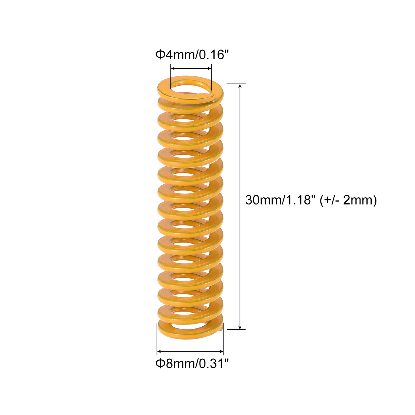 uxcell Uxcell Die Spring, 8mm OD 30mm Long 20pcs Stamping Light Load Compression Yellow