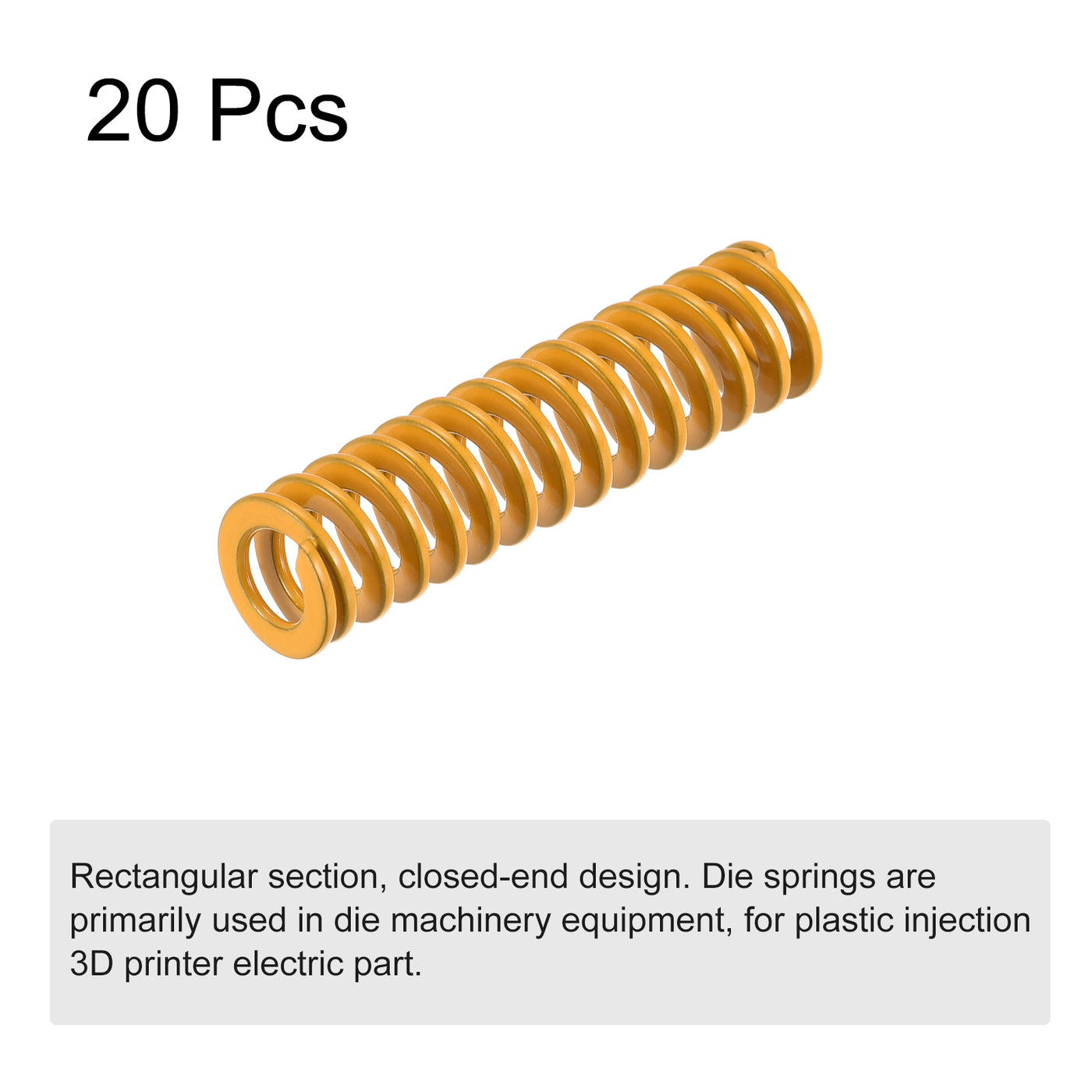 uxcell Uxcell Die Spring, 8mm OD 30mm Long 20pcs Stamping Light Load Compression Yellow