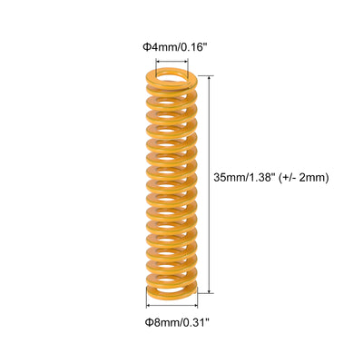 Harfington Uxcell Spiralprägung Stanzfeder 8mm Außendurchmesser 35mm lang leichte Last Druckfedern für 3D Drucker elektrisches Teil, gelb