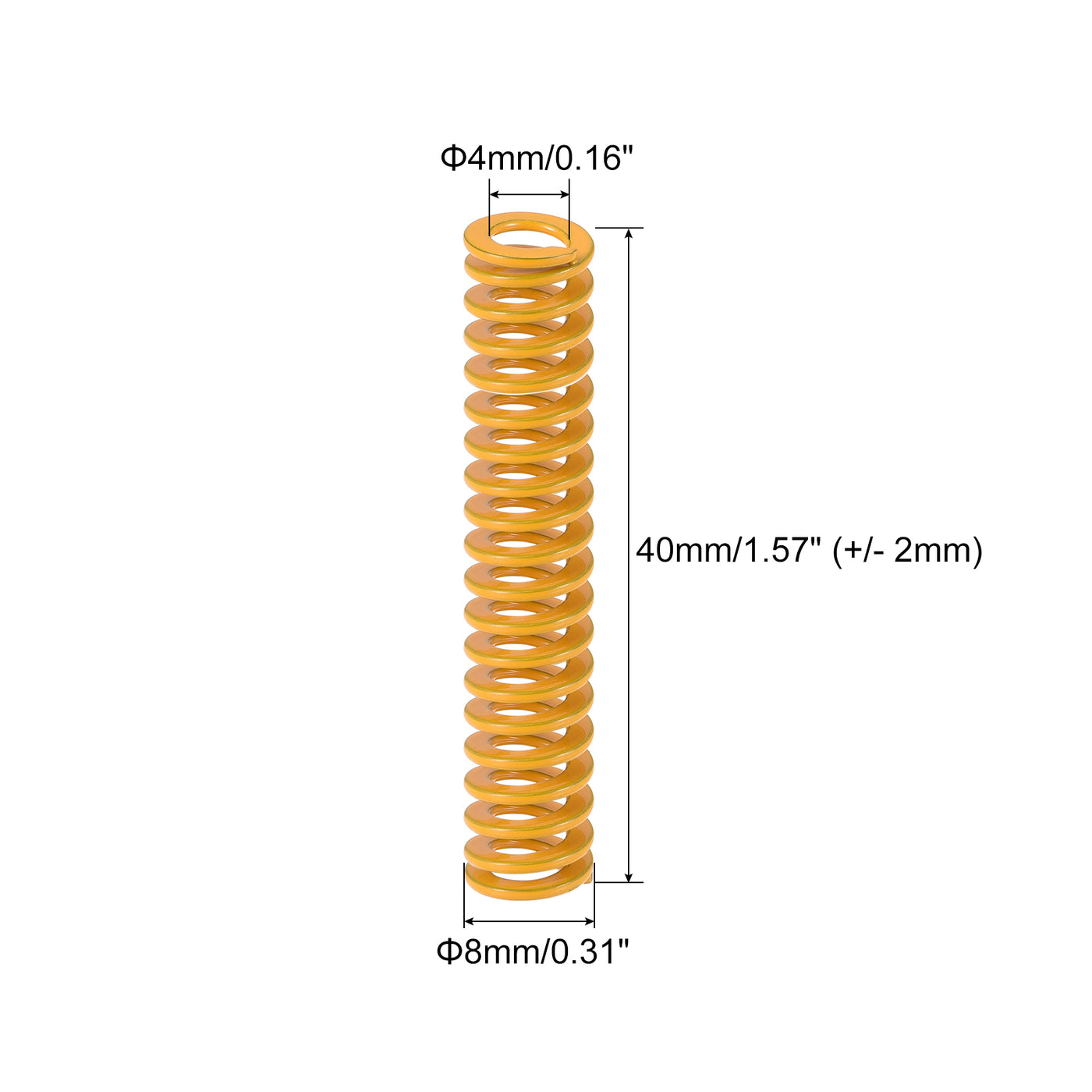 uxcell Uxcell Die Spring, 8mm OD 40mm Long 20pcs Stamping Light Load Compression Yellow