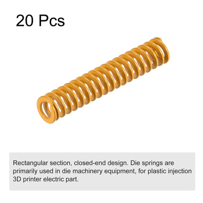 Harfington Uxcell Die Spring, 8mm OD 40mm Long 20pcs Stamping Light Load Compression Yellow