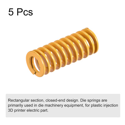 Harfington Uxcell Die Spring, 10mm OD 25mm Long 5pcs Stamping Light Load Compression Yellow