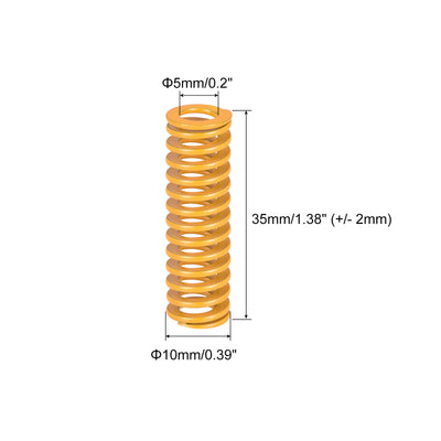 Harfington Uxcell Die Spring, 10mm OD 35mm Long 20pcs Stamping Light Load Compression Yellow