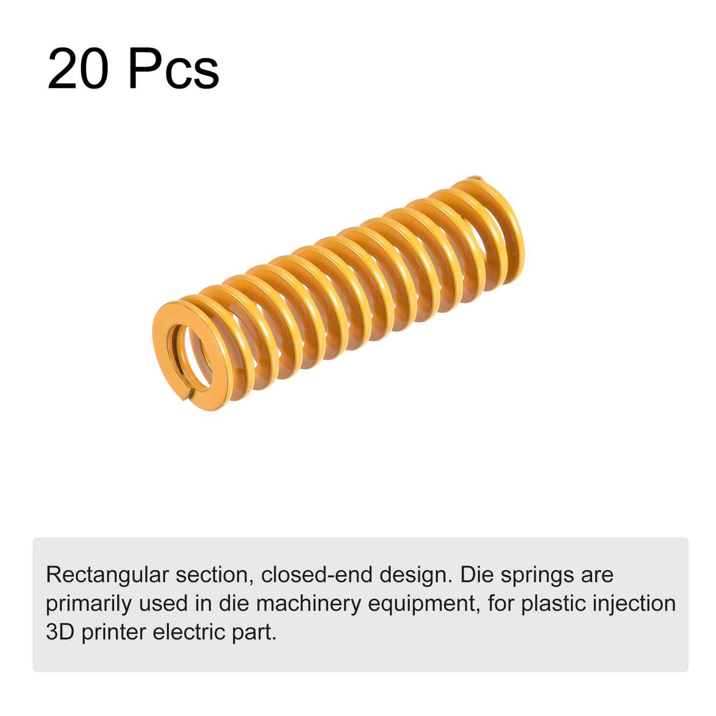 uxcell Uxcell Die Spring, 10mm OD 35mm Long 20pcs Stamping Light Load Compression Yellow