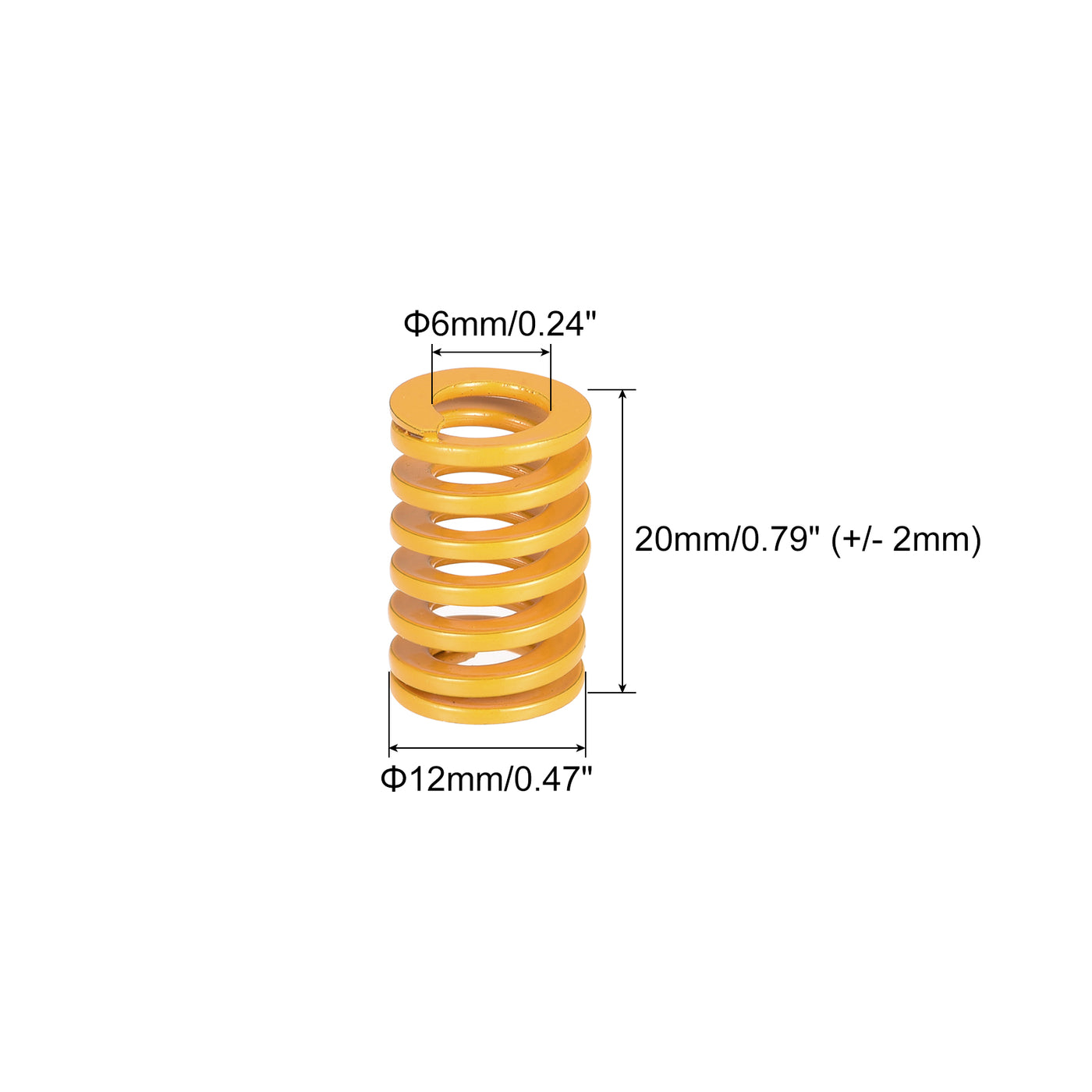 uxcell Uxcell Die Spring, 12mm OD 20mm Long 2pcs Stamping Light Load Compression Yellow