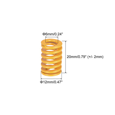 Harfington Uxcell Die Spring, 12mm OD 20mm Long 2pcs Stamping Light Load Compression Yellow