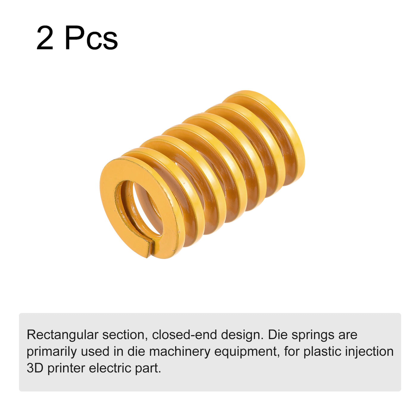 uxcell Uxcell Die Spring, 12mm OD 20mm Long 2pcs Stamping Light Load Compression Yellow