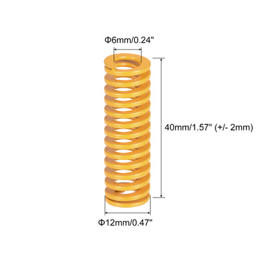 Harfington Uxcell 5 Stück Werkzeugfeder 12mm Außendurchm. 40mm Lang Spiralprägung leichte Last Druckfedern für 3D Druckern Elektrische Teile Gelb