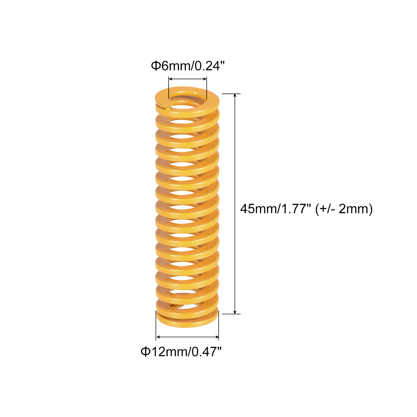 uxcell Uxcell Die Spring, 12mm OD 45mm Long 10pcs Stamping Light Load Compression Yellow