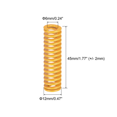 Harfington Uxcell Die Spring, 12mm OD 45mm Long 10pcs Stamping Light Load Compression Yellow