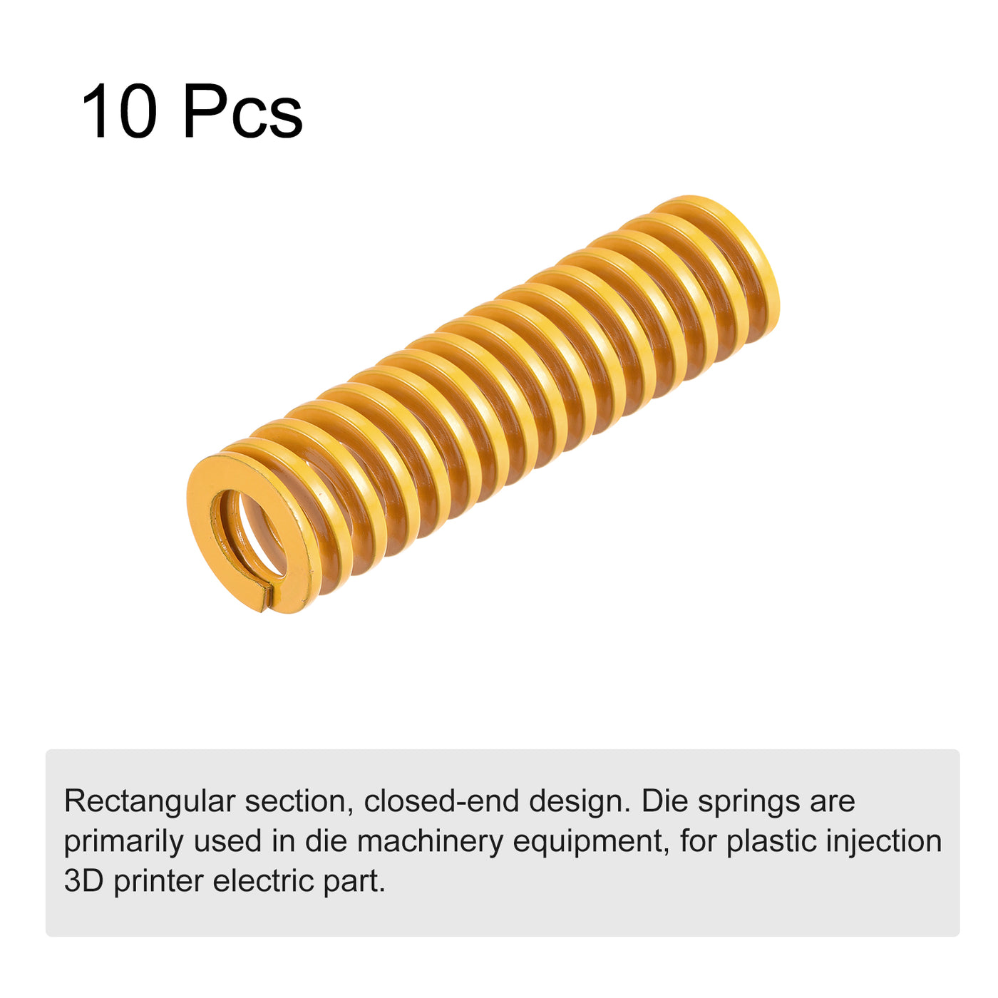 uxcell Uxcell Die Spring, 12mm OD 45mm Long 10pcs Stamping Light Load Compression Yellow