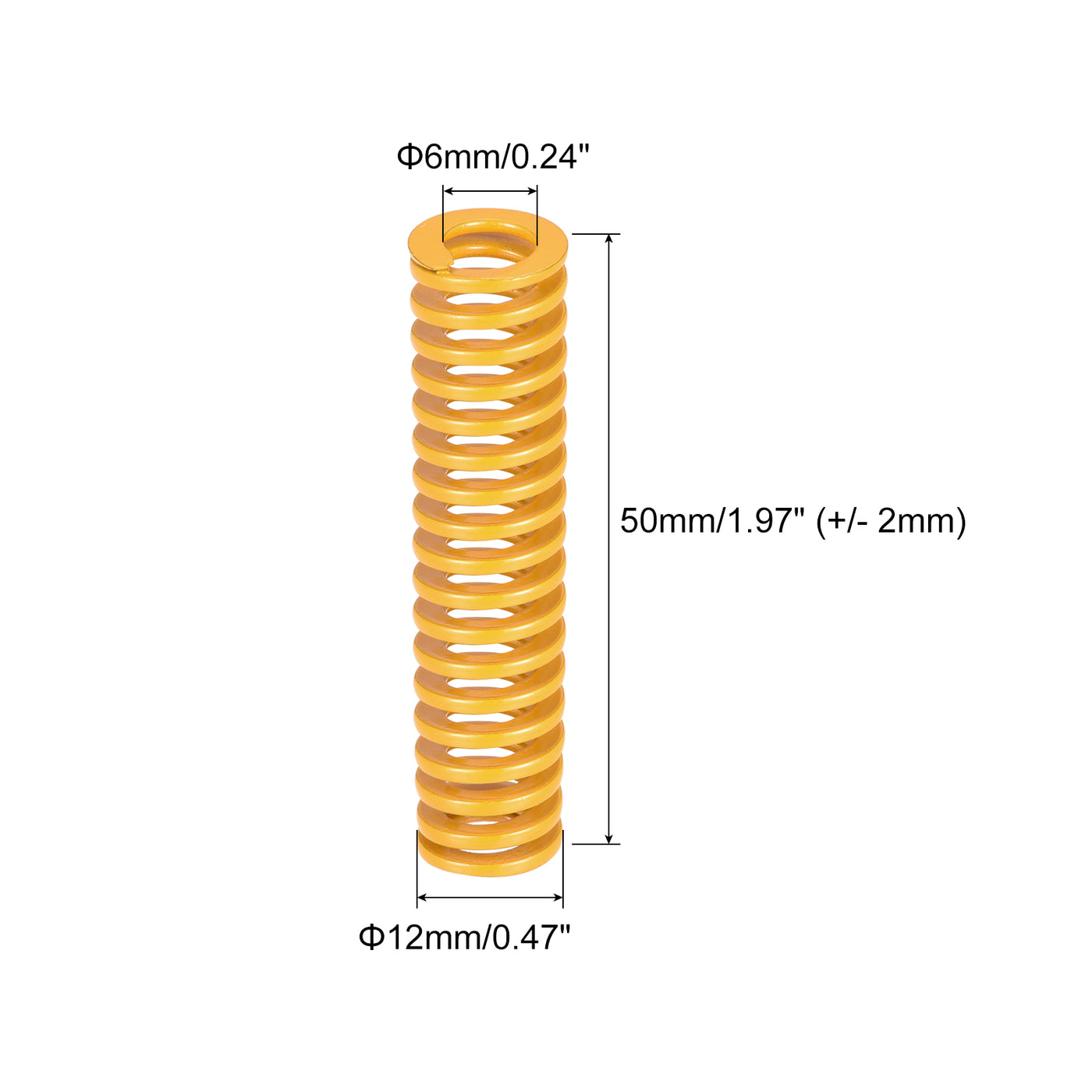 uxcell Uxcell 10 Stück Werkzeugfeder 12mm Außendurchm. 50mm Lang Spiralprägung leichte Last Druckfedern für 3D Druckern Elektrische Teile Gelb