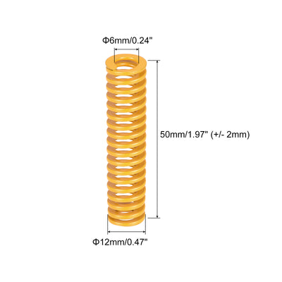 Harfington Uxcell 10 Stück Werkzeugfeder 12mm Außendurchm. 50mm Lang Spiralprägung leichte Last Druckfedern für 3D Druckern Elektrische Teile Gelb