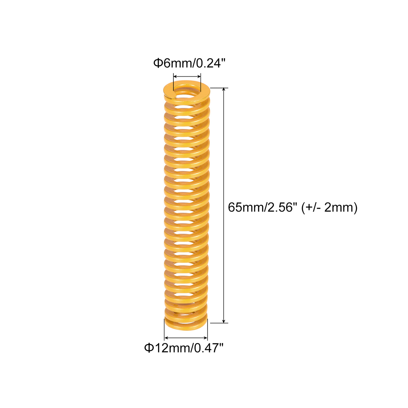 uxcell Uxcell 10 Stück Werkzeugfeder 12mm Außendurchm. 65mm Lang Spiralprägung leichte Last Druckfedern für 3D Druckern Elektrische Teile Gelb