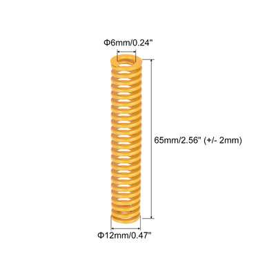 Harfington Uxcell 10 Stück Werkzeugfeder 12mm Außendurchm. 65mm Lang Spiralprägung leichte Last Druckfedern für 3D Druckern Elektrische Teile Gelb