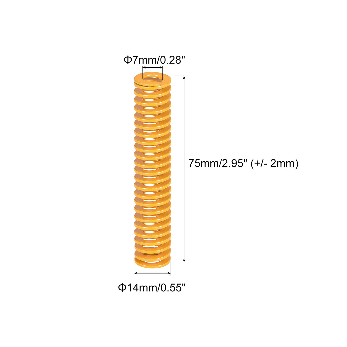 uxcell Uxcell 2 Stück Werkzeugfeder 14mm Außendurchm. 75mm Lang Spiralprägung leichte Last Druckfedern für 3D Druckern Elektrische Teile Gelb