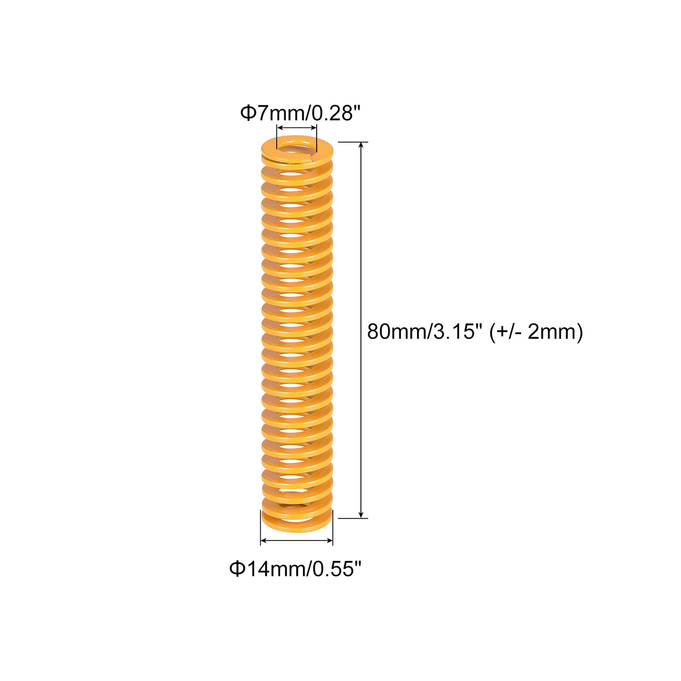 uxcell Uxcell Die Spring, 14mm OD 80mm Long 2pcs Stamping Light Load Compression Yellow