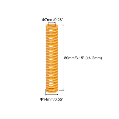 Harfington Uxcell Die Spring, 14mm OD 80mm Long 2pcs Stamping Light Load Compression Yellow