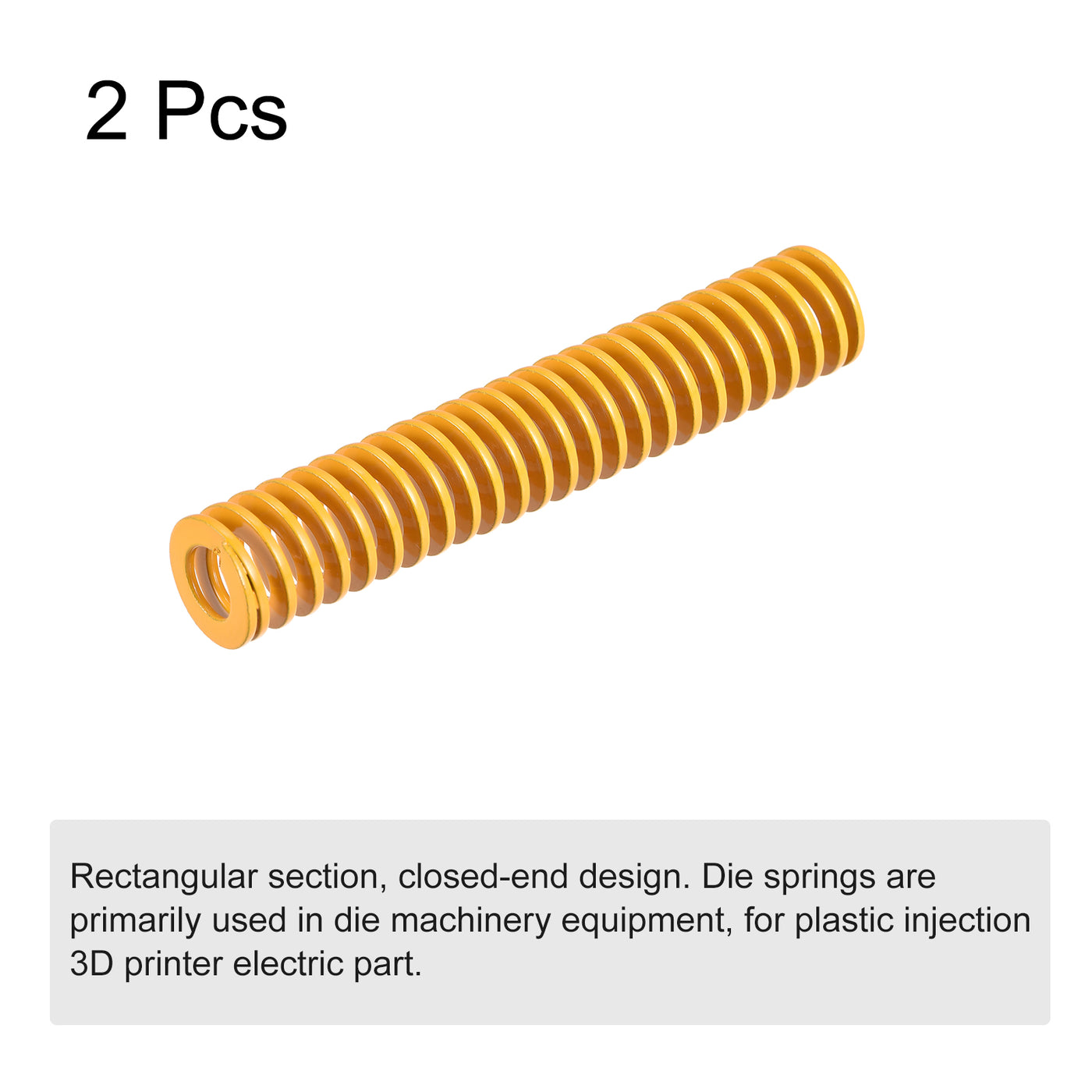 uxcell Uxcell Die Spring, 14mm OD 80mm Long 2pcs Stamping Light Load Compression Yellow