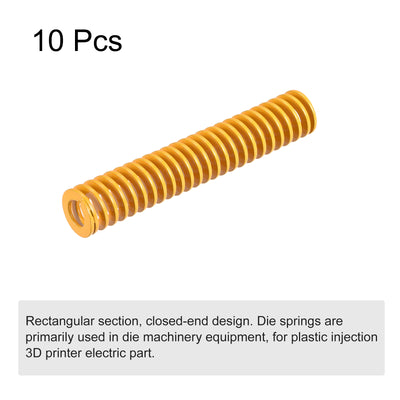 Harfington Uxcell Die Spring, 14mm OD 80mm Long 10pcs Stamping Light Load Compression Yellow