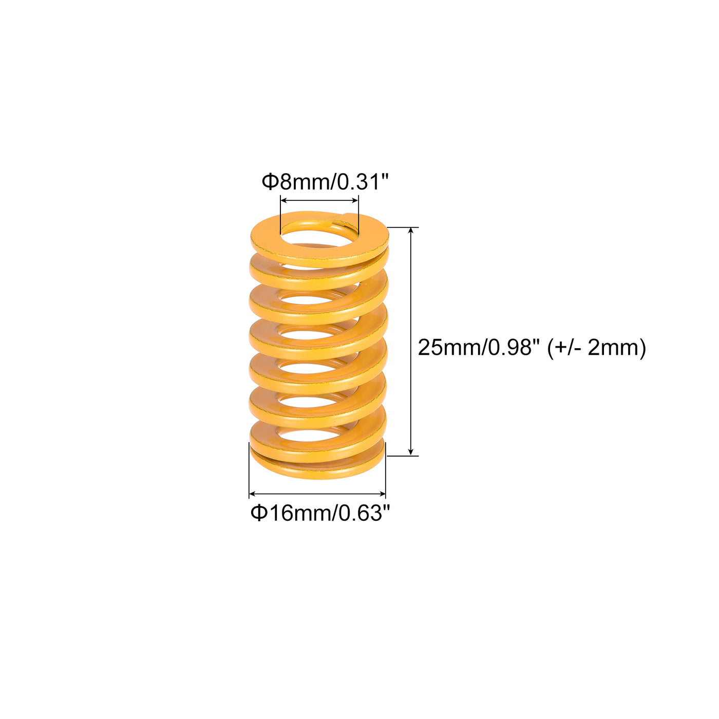 uxcell Uxcell Die Spring, 16mm OD 25mm Long 20pcs Stamping Light Load Compression Yellow