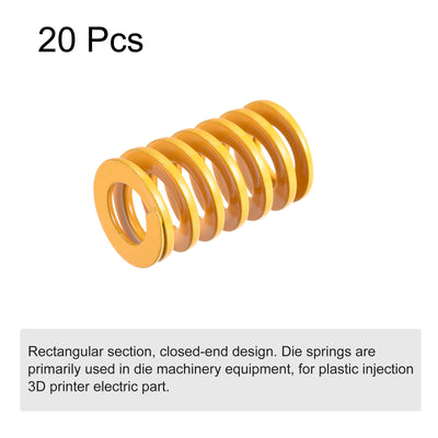 Harfington Uxcell Die Spring, 16mm OD 25mm Long 20pcs Stamping Light Load Compression Yellow