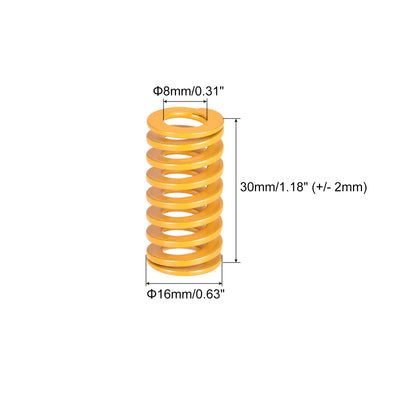 Harfington Uxcell Die Spring, 16mm OD 30mm Long 20pcs Stamping Light Load Compression Yellow