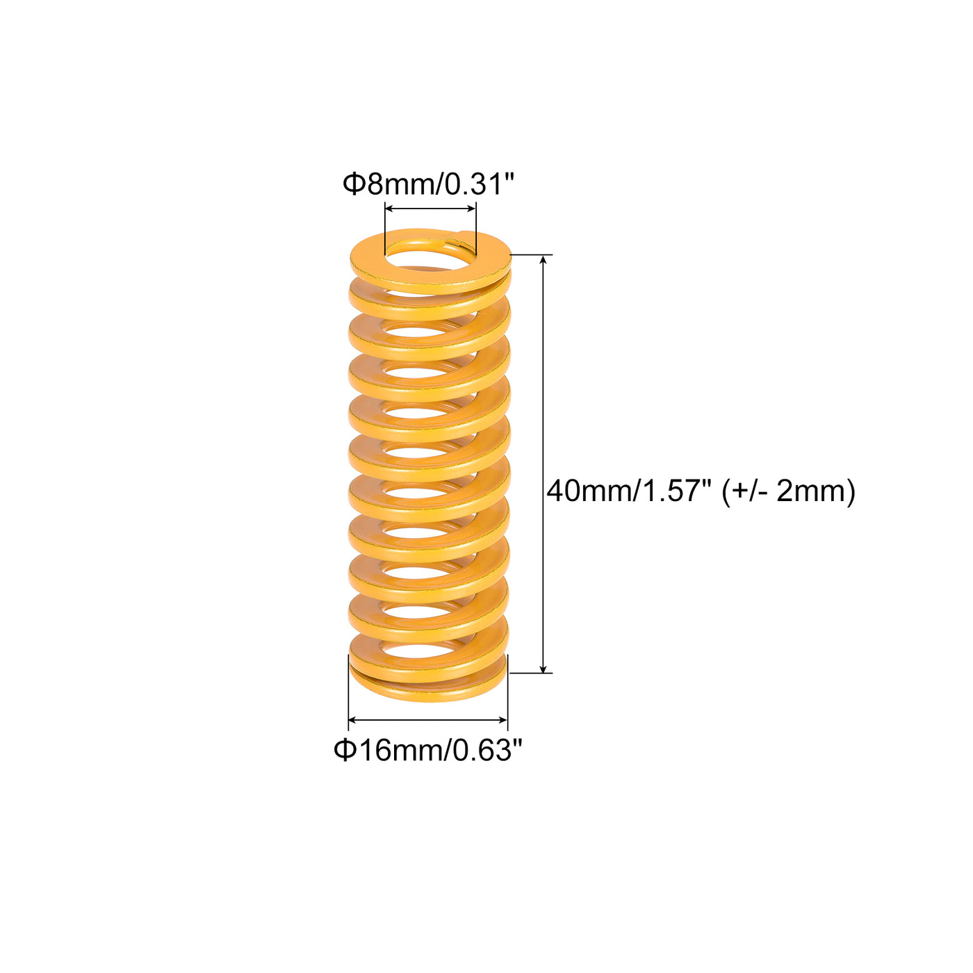 uxcell Uxcell Die Spring, 16mm OD 40mm Long 10pcs Stamping Light Load Compression Yellow