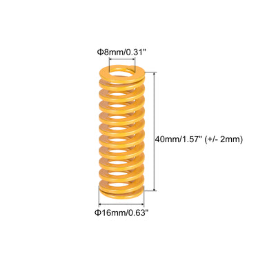 Harfington Uxcell Die Spring, 16mm OD 40mm Long 10pcs Stamping Light Load Compression Yellow