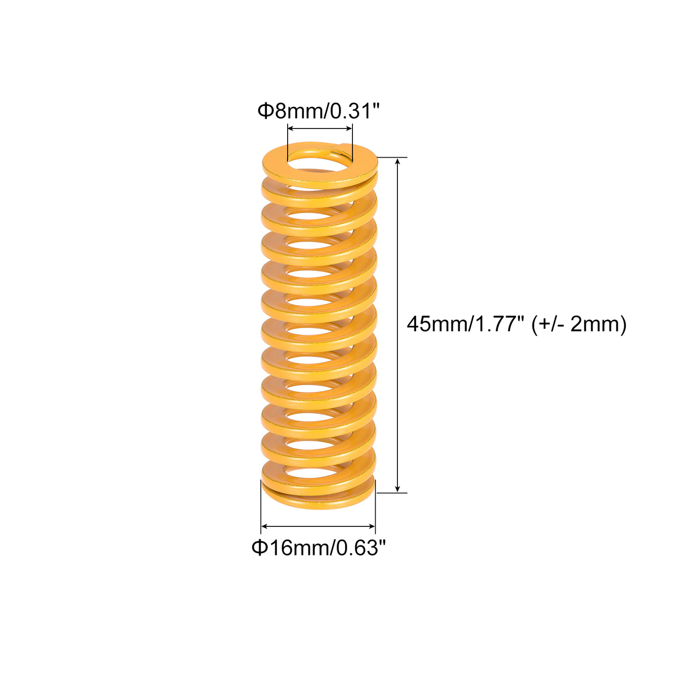 uxcell Uxcell Die Spring, 16mm OD 45mm Long 2pcs Stamping Light Load Compression Yellow