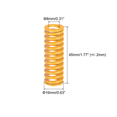 Harfington Uxcell Die Spring, 16mm OD 45mm Long 2pcs Stamping Light Load Compression Yellow